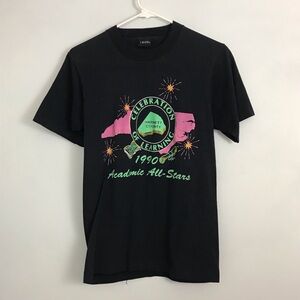 Vintage 90s Mens Sz S NC Academic Allstars Harnett County Tee Screen Stars 50/50